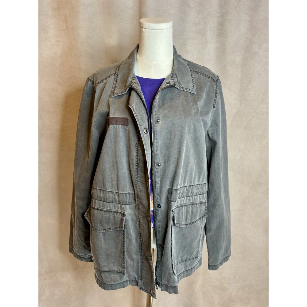 Abound Green Utility Military Jacket Cotton Snap Button Casual Layering Size L